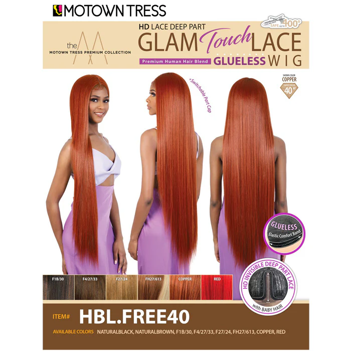 Motown Tress Glam Touch Lace Glueless Human Hair Premium Blend HD Lace Deep Part Wig - HBL.FREE40 - Image 5