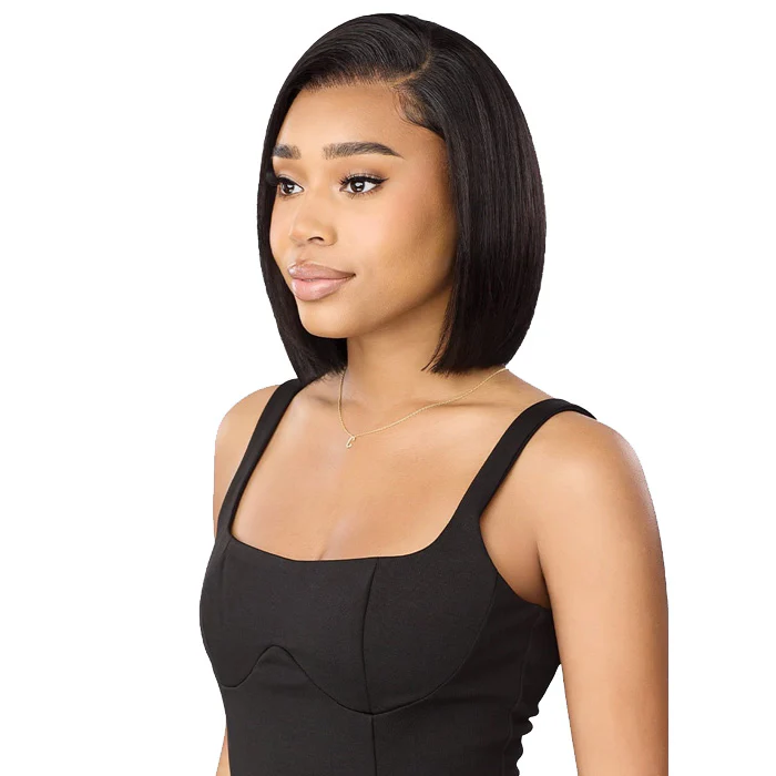 Outre My Tresses Black Label 100% Unprocessed Human Hair Glueless 13x5 HD Transparent Lace Frontal Wig - HH-STRAIGHT BOB - Image 3