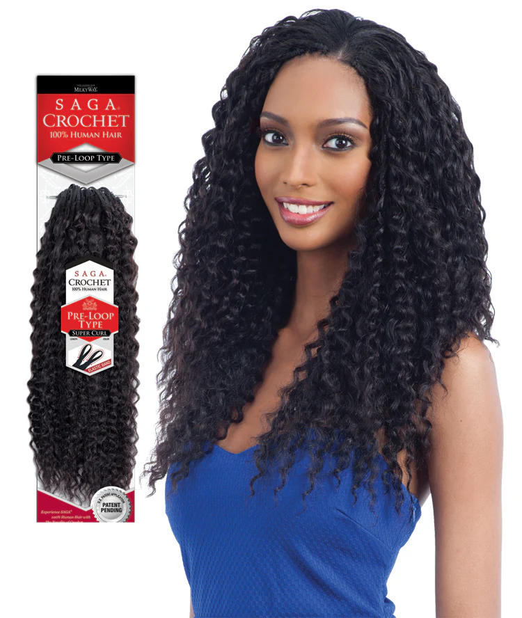Saga Pre-Loop Type Human Hair Crochet Braid SUPER CURL 10"-18" - Image 2